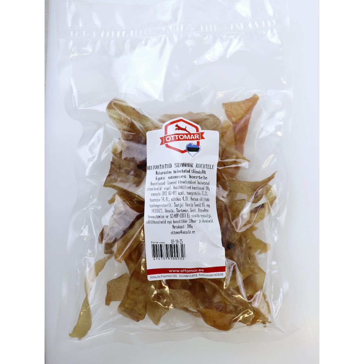 Ottomar Kuivatatud seanahk koertele 100g Ottomar Kuivatatud seanahk koertele 100g - Pilt 3